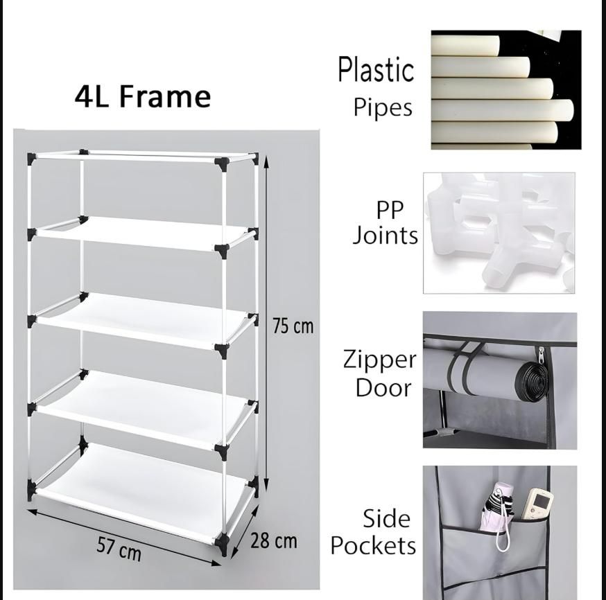 4 Rack Collapsible Wardrobe Cabinet