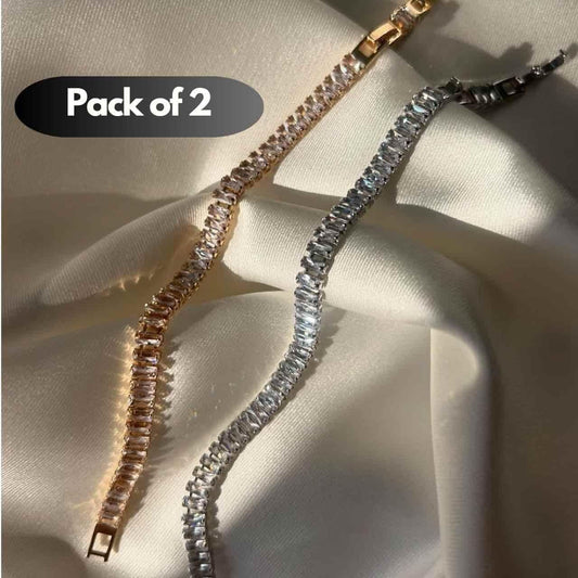 Emerald Diamond Tennis Bracelet (Pack of 2)
